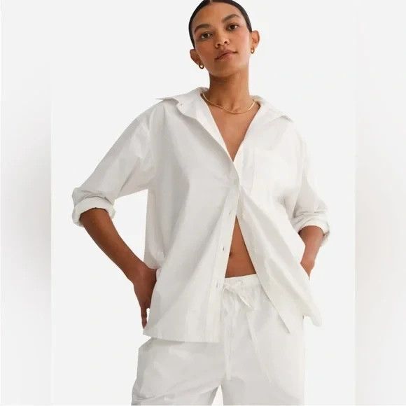 NEW MATE The Label 100% Cotton Poplin White Button Down Shirt Size NEW - Picture 1 of 4